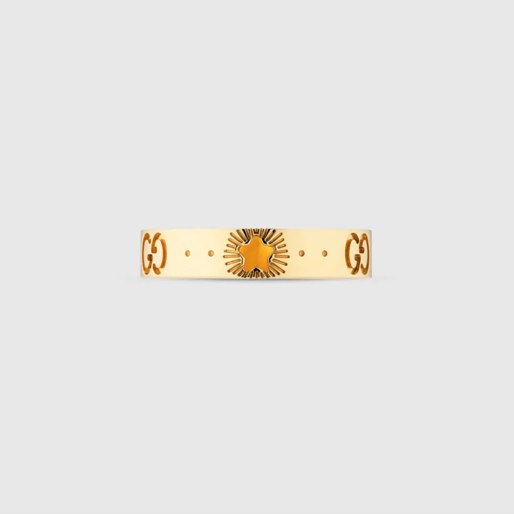 Gucci Icon yellow gold ring with stars